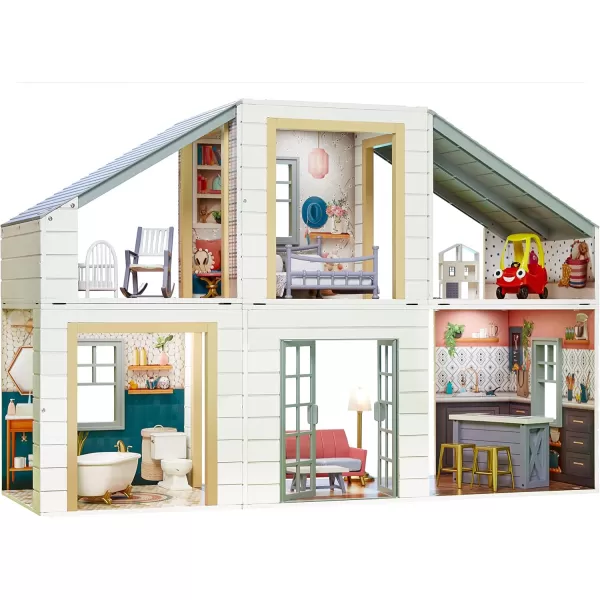 Little Tikes Real Wood Stack n Style Dollhouse with 14 Accessories and Many Combinations to Customize Personalize Dream Design and Build and Play with Any 12Inch Dolls