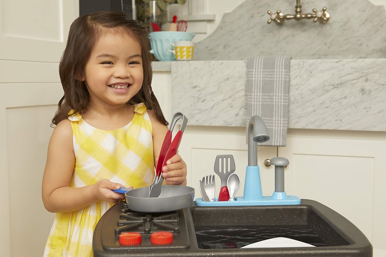 Little Tikes First Sink ampamp Stove Realistic Pretend Play Kitchen Appliance for Kids Includes 13 Cooking Accessories Ages 3 MultiColorMulticolor