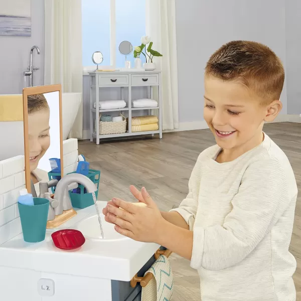 Little Tikes First Bathroom Sink with Real Working Faucet Pretend Play for Kids 12 Bathroom Accessories Interactive Unique Toy MultiColor Ages 2 GreyGrey