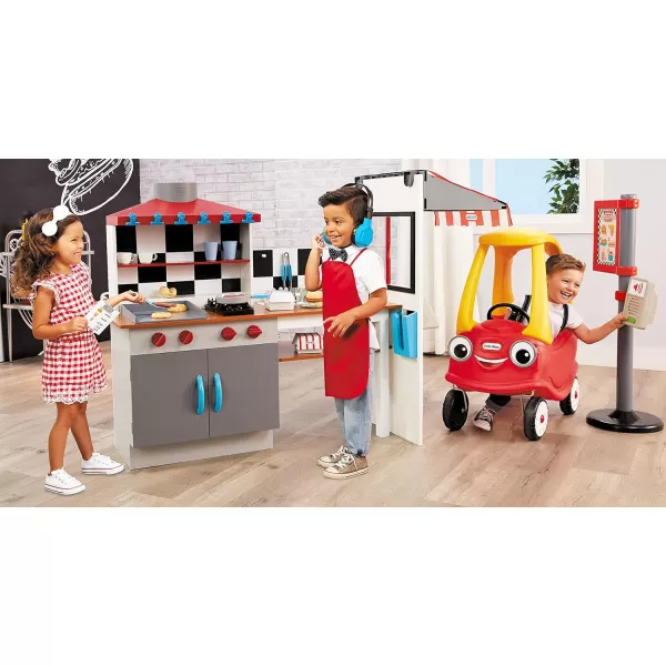 Little Tikes Real Wood DriveThru Diner Wooden Play Kitchen with Realistic Lights Sounds and MultiSided 40 Accessories Set Gift for Kids Toy for Girls ampamp Boys Ages 3 4 5 YearsMulti color