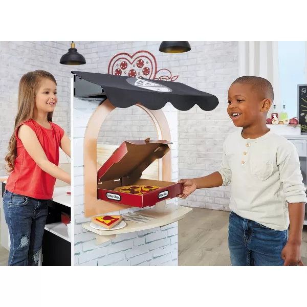 Little Tikes Real Wood Pizza Restaurant Wooden Play Kitchen Cook and Serve with Realistic Lights Sounds and DualSided 20 Accessories Set Gift for Kids Large Toy for Girls ampamp Boys Ages 3