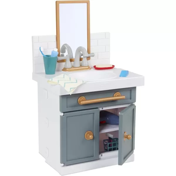 Little Tikes First Bathroom Sink with Real Working Faucet Pretend Play for Kids 12 Bathroom Accessories Interactive Unique Toy MultiColor Ages 2 GreyGrey