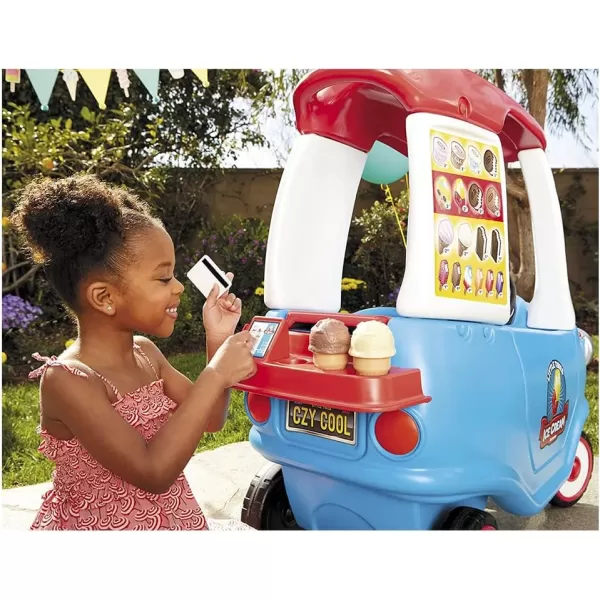 imageLittle Tikes Cozy Ice Cream Truck Coupe Ride On Car Kid and Parent Powered Truck Music Including Accessories Gift for Kids Toy Girls Boys Ages 15 to 5 Years OldMulticolored