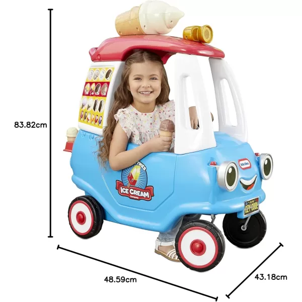 imageLittle Tikes Cozy Ice Cream Truck Coupe Ride On Car Kid and Parent Powered Truck Music Including Accessories Gift for Kids Toy Girls Boys Ages 15 to 5 Years OldMulticolored