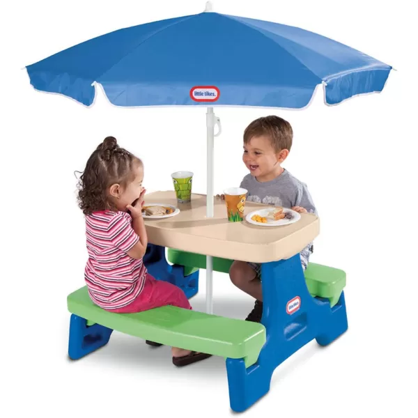 imageLittle Tikes Easy Store Jr Picnic Table with Umbrella  Blue  GreenBlueGreen