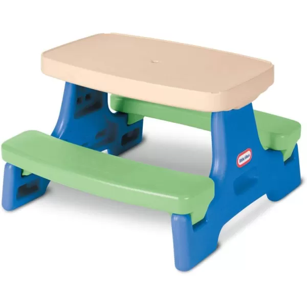 imageLittle Tikes Easy Store Jr Picnic Table with Umbrella  Blue  GreenBlueGreen