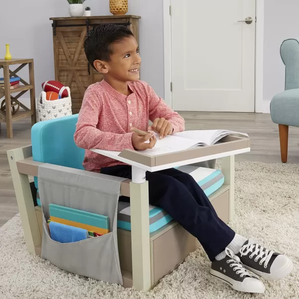 imageLittle Tikes 2in1 Fun ampamp Study Swivel Real Wood Desk with Chair Set Fabric Cushion Study Desk with Storage Modern Design Home ampamp School Kids Furniture for Children Girls Boys Ages 410 Year Old