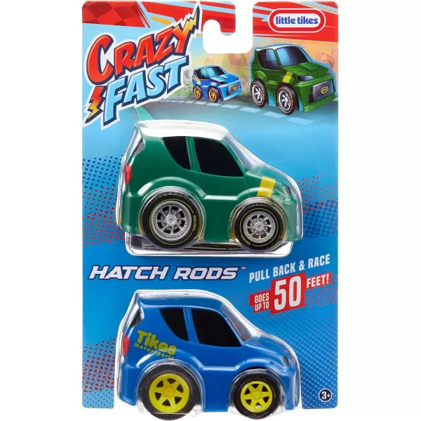 imageLittle Tikes Crazy Fast Cars 2Pack Hatch Rods Hatch Back Car Themed Pullback Toy Vehicles Goes up to 50 ft