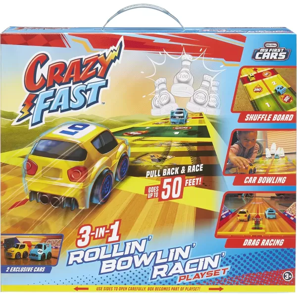 imageLittle Tikes My First Cars Crazy Fast 3in1 Rollin Bowlin Racin Playset with 2 Exclusive Pullback Toy Car Vehicles Goes up to 50ft