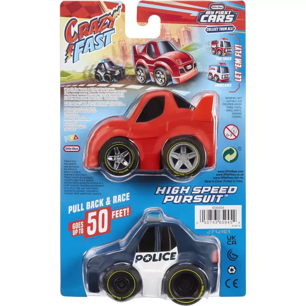 imageLittle Tikes My First Cars Crazy Fast Cars 2Pack High Speed Pursuit Police Chase Theme Pullback Toy Car Vehicle Goes up to 50 ft