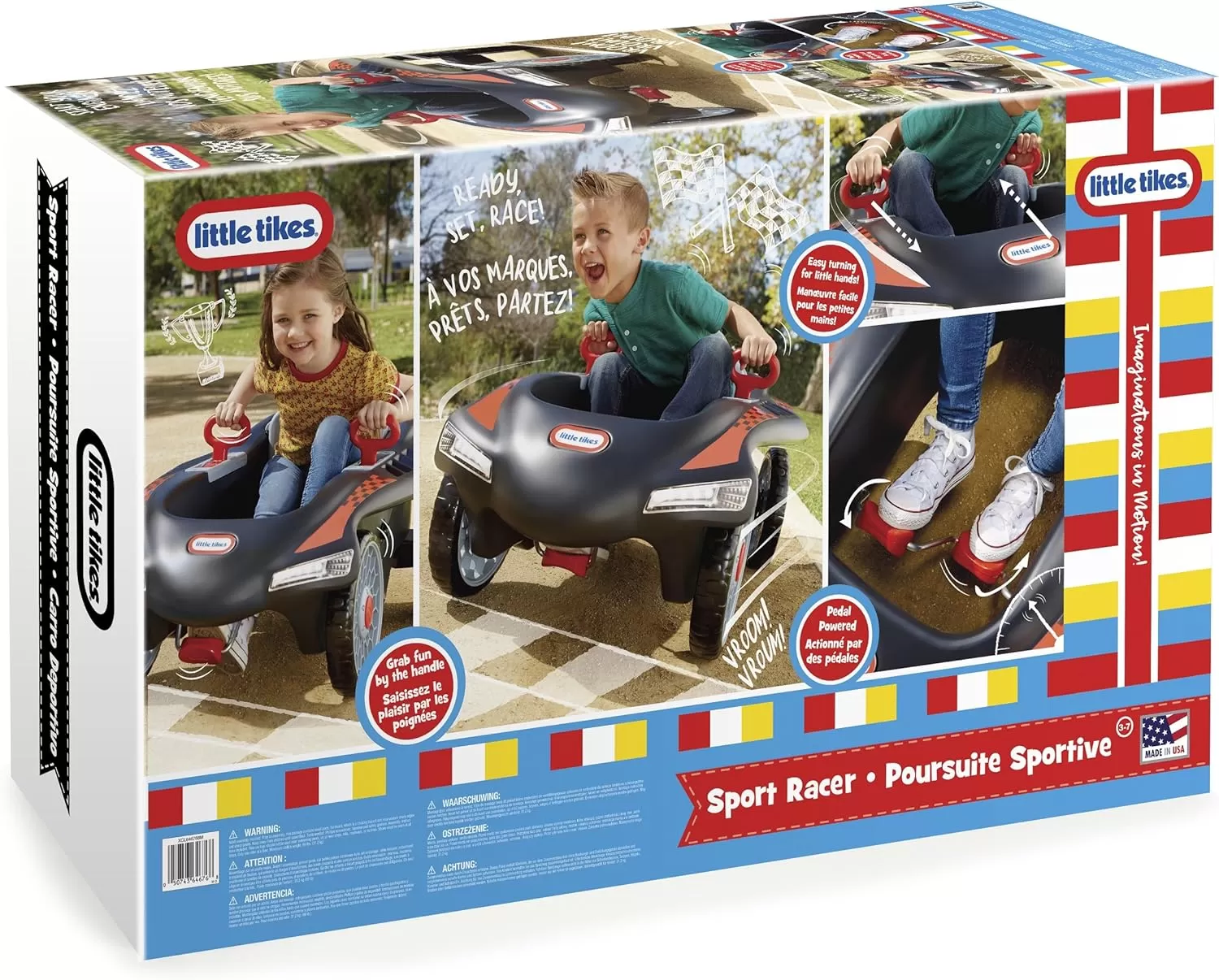 imageLittle Tikes Jett Car Racer Black Ride On Car with Adjustable Seat Back Dual Handle Rear Wheel Steering Racing Control Kid Powered Fun Great Gift for Kids Toys for Girls Boys Ages 310 YearsMulti