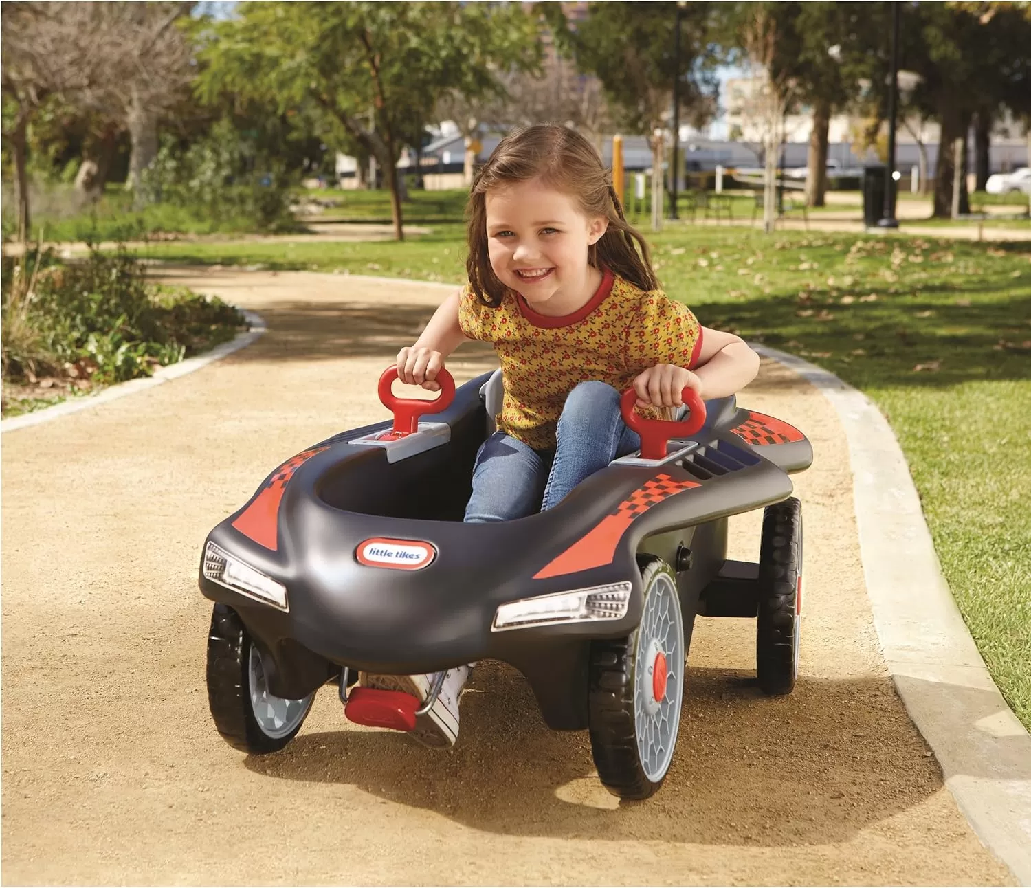 imageLittle Tikes Jett Car Racer Black Ride On Car with Adjustable Seat Back Dual Handle Rear Wheel Steering Racing Control Kid Powered Fun Great Gift for Kids Toys for Girls Boys Ages 310 YearsMulti