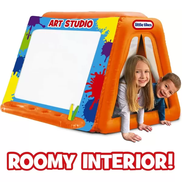 imageLittle Tikes 2in1 Art Easel Tent  Washable Giant Art Board DrawEraseRepeat 5 Markers Easy Setup Vinyl Inflatable Roomy Interior Kids 4