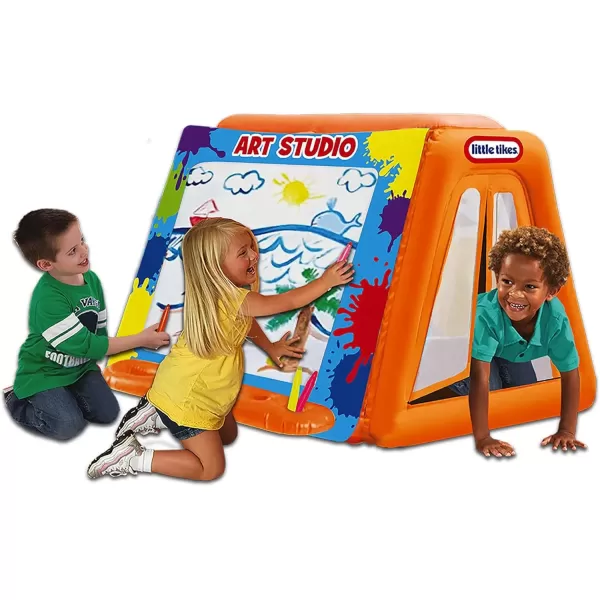 imageLittle Tikes 2in1 Art Easel Tent  Washable Giant Art Board DrawEraseRepeat 5 Markers Easy Setup Vinyl Inflatable Roomy Interior Kids 4