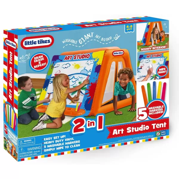 imageLittle Tikes 2in1 Art Easel Tent  Washable Giant Art Board DrawEraseRepeat 5 Markers Easy Setup Vinyl Inflatable Roomy Interior Kids 4