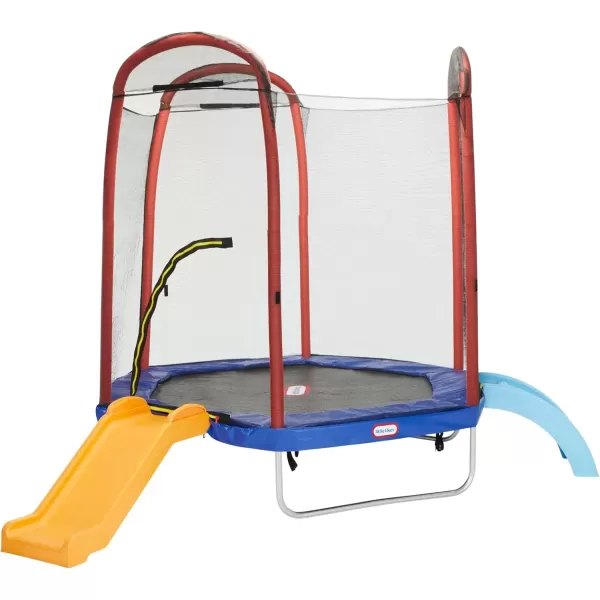 imageLittle Tikes Climb n Slide 7ft Trampoline Outdoor Ages 310 with Slide and Climbing Steps Boys and Girls Attached Shoe Holder