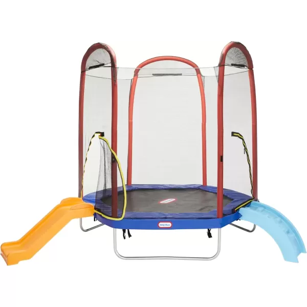 imageLittle Tikes Climb n Slide 7ft Trampoline Outdoor Ages 310 with Slide and Climbing Steps Boys and Girls Attached Shoe Holder