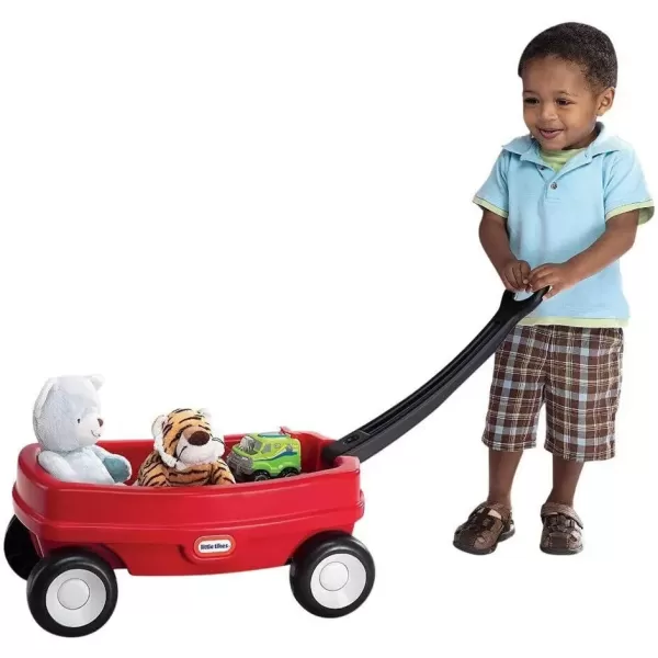 imageLittle Tikes Lil Wagon  Red And Black Indoor and Outdoor Play Easy Assembly Made Of Tough Plastic Inside and Out Handle Folds For Easy Storage  Kids 18Red