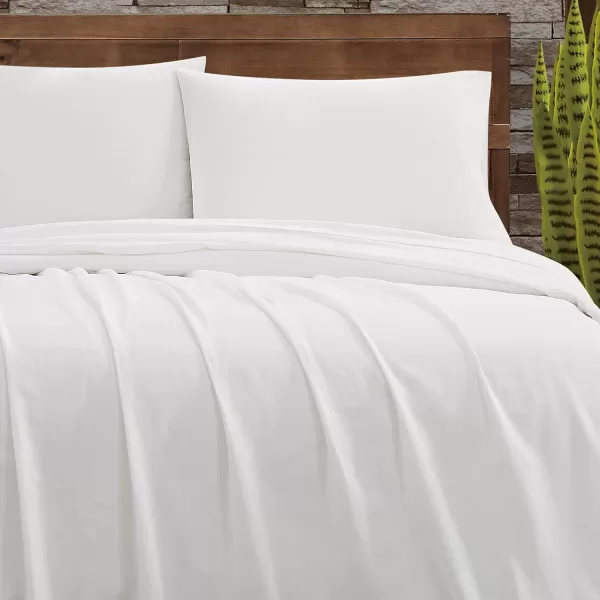 FRYE – 3 Piece Full Sheet and Sham Set – Quick Drying, Breathable Cotton Linen Blend – White