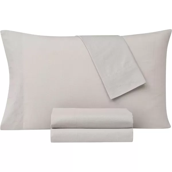 FRYE – 3 Piece Full Sheet and Sham Set – Quick Drying, Breathable Cotton Linen Blend – White