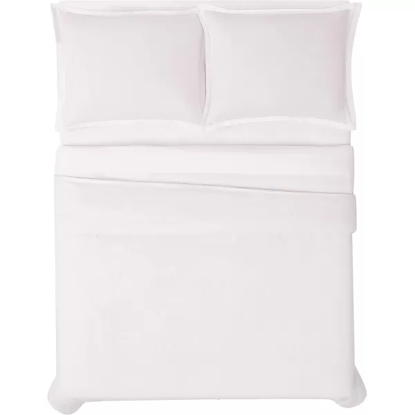 FRYE – 3 Piece Queen Duvet and Sham Set – Quick Drying, Breathable Cotton Linen Blend – White