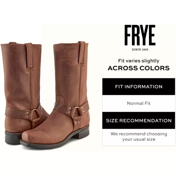 Frye Harness 12R Boots for Men with Oiled-Leather Upper, Goodyear Welt Construction, Stacked Leather Heel, and Nickel Hardware – 12” Shaft Height)