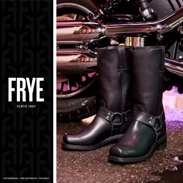 Frye Harness 12R Boots for Men with Oiled-Leather Upper, Goodyear Welt Construction, Stacked Leather Heel, and Nickel Hardware – 12” Shaft Height)