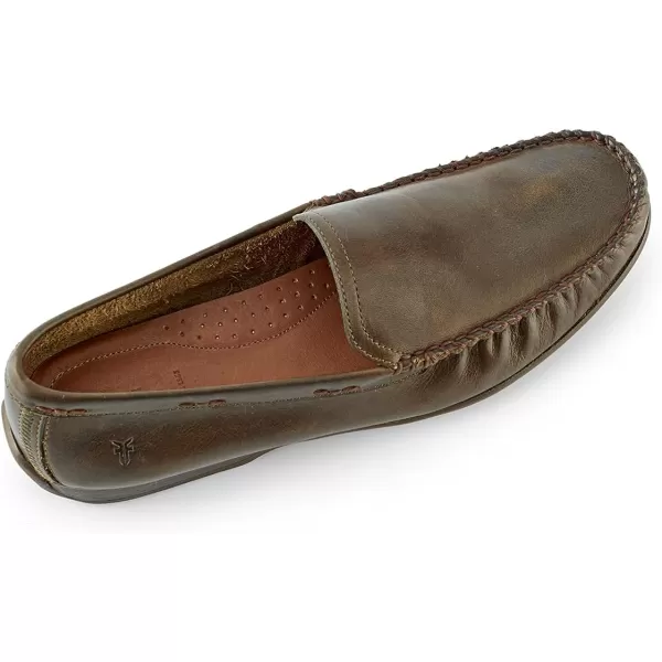 Frye Lewis Venetian Loafers for Men Hand-Crafted with Antique Pull-Up Leather with Moccasin Construction, Full Rubber Outsole, and Modified Heel – ¾” Heel Height