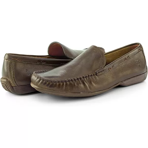 Frye Lewis Venetian Loafers for Men Hand-Crafted with Antique Pull-Up Leather with Moccasin Construction, Full Rubber Outsole, and Modified Heel – ¾” Heel Height