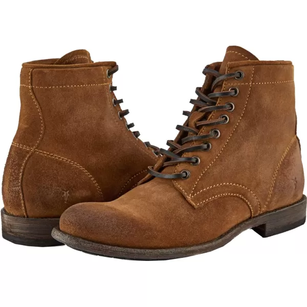 Frye Tyler Lace Up Boots for Men Crafted from Soft Vintage Leather with Blake Construction, Burnished Toe and Heel, and Rubber Inserts on Leather Soles – 5 ¾” Shaft Height