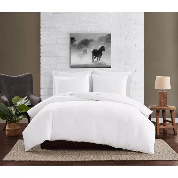 FRYE – Cotton Denim King 3 Piece Duvet and Sham Set – Fashionable Bedding Set – White