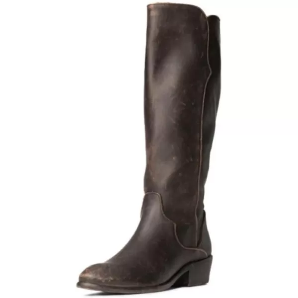 Frye Carson Piping Tall Boots for Women Made from Antiqued Pull-Up Leather with Western-Style Piping, Inside Zipper Closure, and Low Heel – 15" Shaft Height)