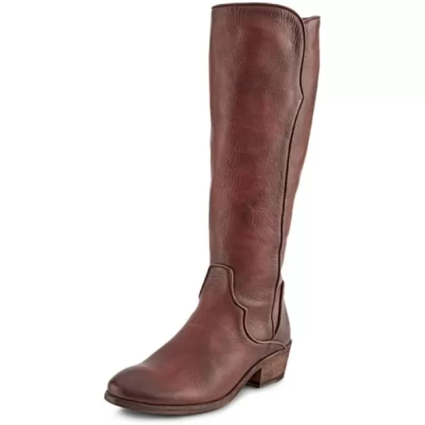 Frye Carson Piping Tall Boots for Women Made from Antiqued Pull-Up Leather with Western-Style Piping, Inside Zipper Closure, and Low Heel – 15" Shaft Height