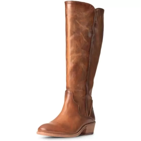 Frye Carson Piping Tall Boots for Women Made from Antiqued Pull-Up Leather with Western-Style Piping, Inside Zipper Closure, and Low Heel – 15" Shaft Height