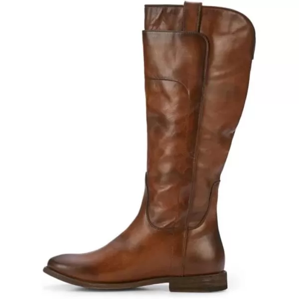 Frye Paige Tall Riding Boots for Women Made from Antiqued Italian Leather with Overlapping Front Panels, Stacked Leather Heel, and Leather Outsole – 16” Shaft Height