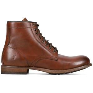 imageFrye Tyler Lace Up Boots for Men Crafted from Soft Vintage Leather with Blake Construction Burnished Toe and Heel and Rubber Inserts on Leather Soles  5  Shaft HeightCognac  Flex