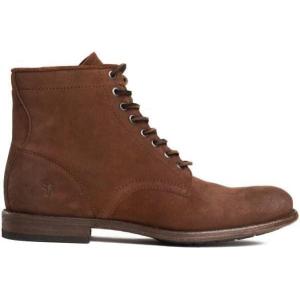 imageFrye Tyler Lace Up Boots for Men Crafted from Soft Vintage Leather with Blake Construction Burnished Toe and Heel and Rubber Inserts on Leather Soles  5  Shaft HeightBrown  Hendricks Leather