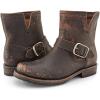 imageFrye 5  Veronica Booties for Women  FullGrain BrushOff Leather with Antique Metal Hardware and Rubber Outsole Genuine Stitch Welt ConstructionBlack  Toga Leather
