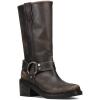 imageFrye Kate Harness 11 Leather Boots for Women  Mid Calf Boots with Signature Harness Detail Leather Lining and Rubber Outsole with 2 HeelDistressed Black