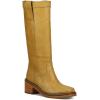 imageFrye Kate Pull On 14quot Leather Boots for Women  Riding Boots with 2 Heel Leather Lining Intricate Stitching Cushioned Footbed and Rubber OutsoleBanana  Wide Calf