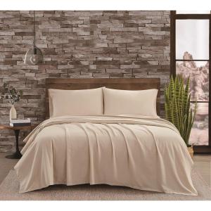 imageFRYE Cotton Linen Blend Blush 3 Piece Full Sheet SetBeige