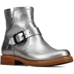 imageFrye 5  Veronica Booties for Women  FullGrain BrushOff Leather with Antique Metal Hardware and Rubber Outsole Genuine Stitch Welt ConstructionSilver  Austin Flex