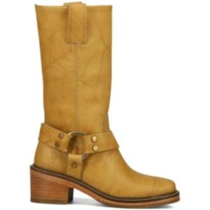 imageFrye Kate Harness 11 Leather Boots for Women  Mid Calf Boots with Signature Harness Detail Leather Lining and Rubber Outsole with 2 HeelBanana
