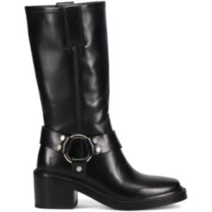 imageFrye Kate Harness 11 Leather Boots for Women  Mid Calf Boots with Signature Harness Detail Leather Lining and Rubber Outsole with 2 HeelBlack