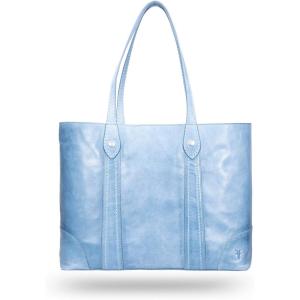 imageFrye Womens Melissa Shopper Tote Bag Stylist Large Handbag with Adjustable Strap ampamp PocketsWashed Denim Leath