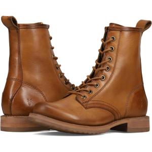 imageFrye Veronica Womens Combat Boots Crafted from HandBurnished Vintage Italian Leather with Genuine StitchDown Welt Construction and Leather Lining  6  Shaft HeightCaramel  Flex