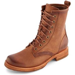 imageFrye Veronica Womens Combat Boots Crafted from HandBurnished Vintage Italian Leather with Genuine StitchDown Welt Construction and Leather Lining  6  Shaft HeightCaramel Avalon Leather