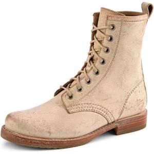 imageFrye Veronica Womens Combat Boots Crafted from HandBurnished Vintage Italian Leather with Genuine StitchDown Welt Construction and Leather Lining  6  Shaft HeightWhite Toga Leather