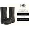 imageFrye Harness 12R Boots for Men with OiledLeather Upper Siped Outsole with Stacked Leather Heel and Nickel ampamp Brass Hardware  12 Shaft HeightBlack Greasy Leather