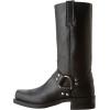 imageFrye Harness 12R Boots for Men with OiledLeather Upper Siped Outsole with Stacked Leather Heel and Nickel ampamp Brass Hardware  12 Shaft HeightBlack Greasy Leather